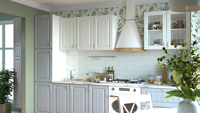 Кухня на заказ Роялвуд белый - Роялвуд серый